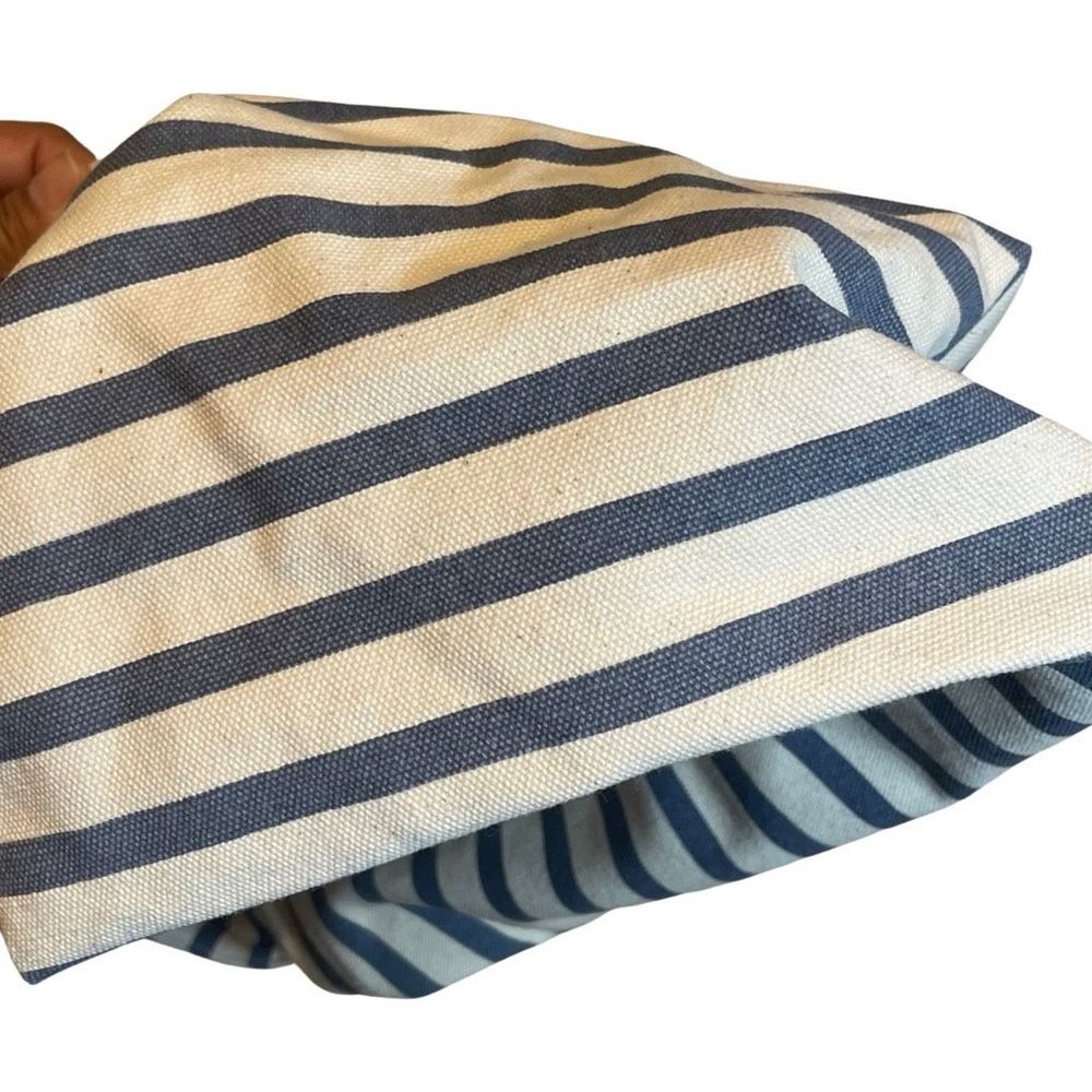 BAGGU Shoulder Tote Duck Bag, Blue & Cream Striped w/adjustable drop length - Picture 9 of 9